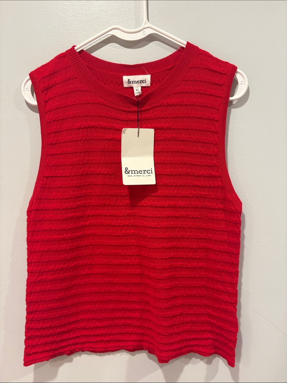 &merci Red Ribbed Sleeveless Knit Tank